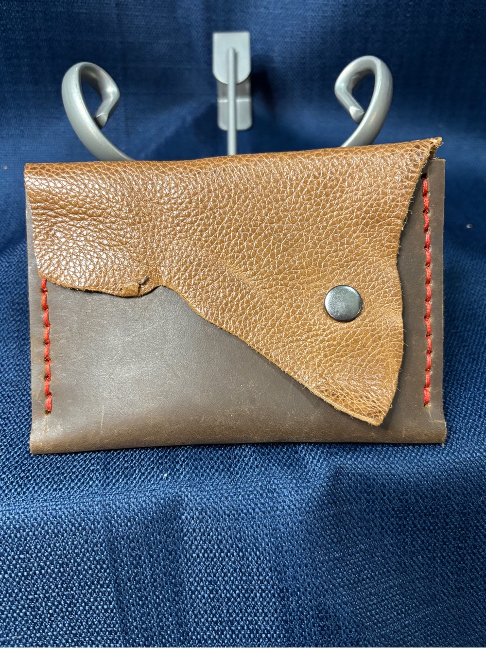 Brown Leather Men’s Card Holder Wallet with Tan Flap